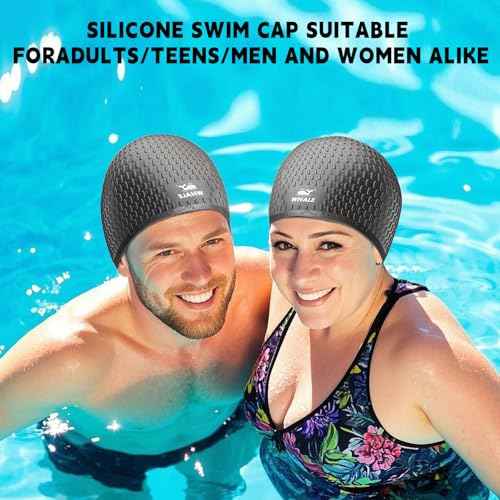 Whlae Extra-Large Swim Cap, Featuring A Durable Silicone Strap and Waterproof Ear Design, Suitable for Long Hair, Thick Curly Hair and African Braids