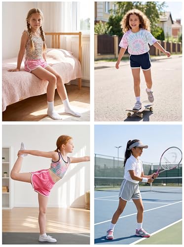 Girls Cotton Athletic Shorts 6-Pack Toddler Summer Sports Active Wear