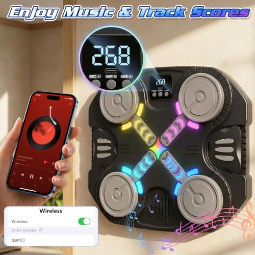 Kids Wall Mount Boxing Machine with Lights and Music, Interactive Punching Target