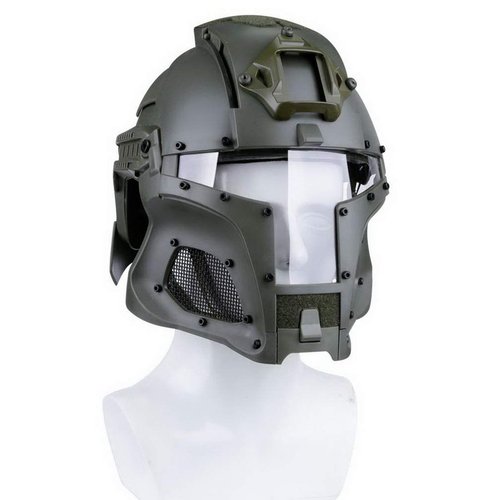Simways Cosplay Airsoft Full Face Head Helmet Tactical Sorta-Kinda Mandalorian/Galac-Tac Airsoft Helmet with Exchangable Lens(Green)