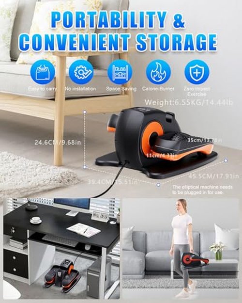 Putnen Under Desk Elliptical Machine, Electric Ellipse Leg Exerciser as Seen on Tv for Seniors with 12 Adjustable, Quiet Portable Elliptical Machine, Seated Pedal Exerciser with Remote Control