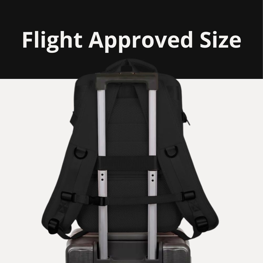 Homefy 35L Black Travel Laptop Backpack for Men & Women, Waterproof & TSA-Friendly Carry On for 17.3'' Laptops, Flight Approved Personal Item with USB Charging Port