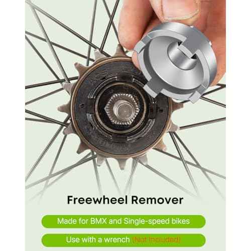 Pawfly Bike Single Speed Freewheel Removal Tool with Sprocket & Chain Cleaning Brushes, 4 Notch Sprocket Puller Tool, BMX Bicycle Freewheel Remover, One-Speed Freewheel Disassembly Tool, Silver