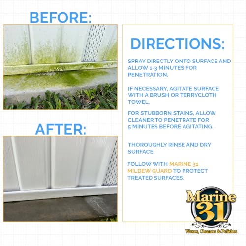 16oz Mildew Stain Remover & Cleaner for Boats, Home & Patio - Powerful Mold & Mildew Removal