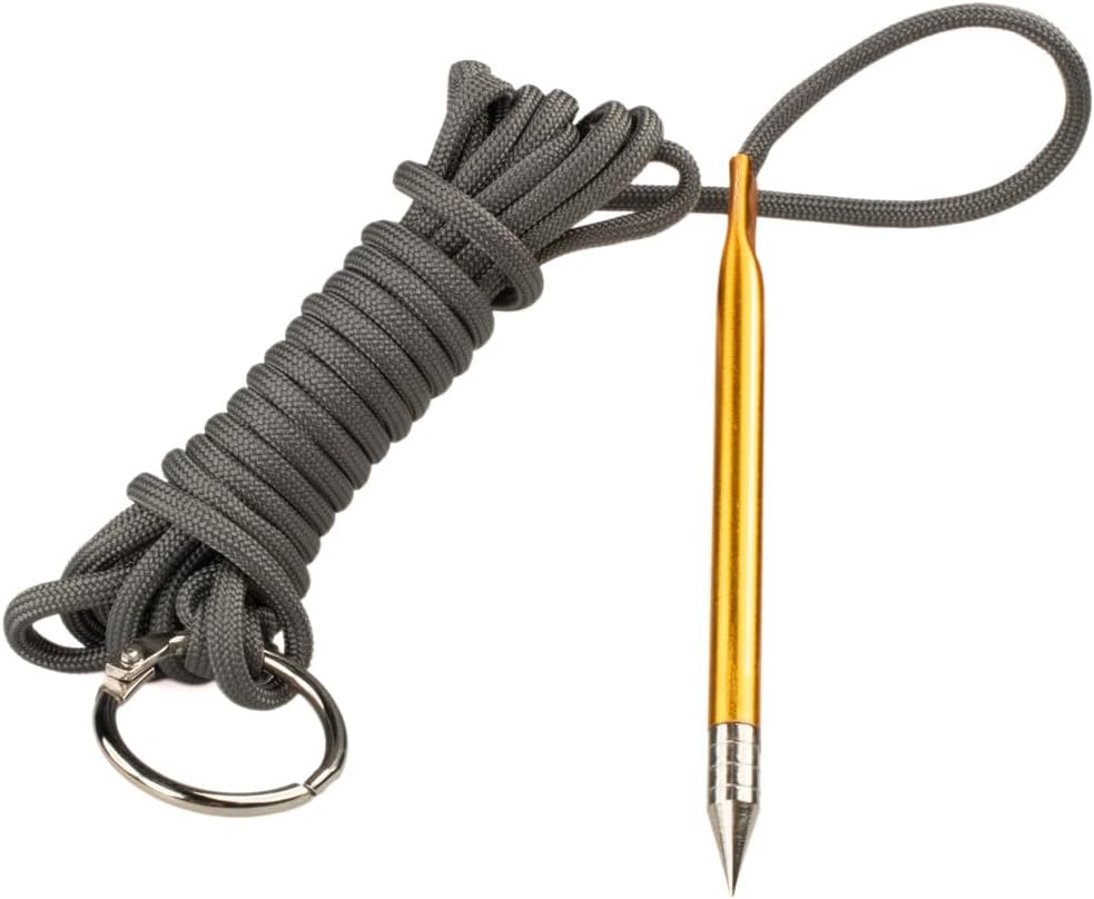 10 Foot 550lb Paracord Fishing Stringer Fish Holder with Metal Threading Needle and 1 Inch Split Ring