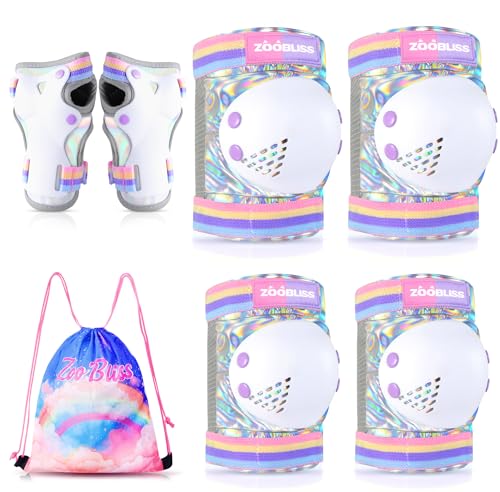 Girls Knee and Elbow Pads Set - Rainbow Rainbow Rainbow Small Kids Protection