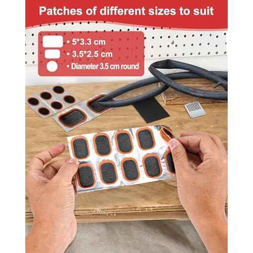 Bike Tire Repair Kit, Bicycle Inner Tube Puncture Patch Kits with 20 PCS Vulcanizing Patches, User Manual, Metal Rasp and Tire Lever, Bike Patch Kit for Mountain and Road Bike.