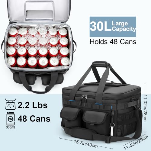 Large Insulated Collapsible Cooler Bag 48 Can Capacity with Leakproof Design