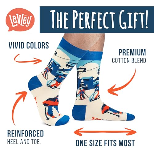 Lavley Ski Socks - Funny socks for skiers and snowboarders - Unisex novelty gift - Great for birthdays or holidays