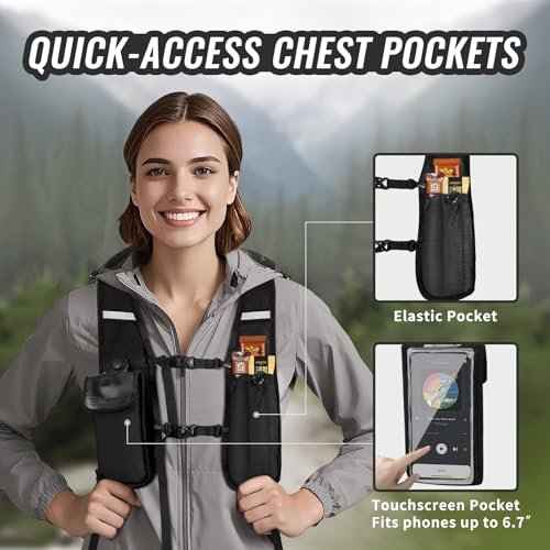 10L Small Hiking Backpack For Women Men, Lightweight Travel Packable Back Pack, Foldable Camping Hiking Daypack With Vest-style and Touchscreen Phone Pocket (Black)