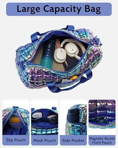 Nebula Quilted Duffel Bag for Women, Lightweight Travel & Gym Bag with Shoe Compartment