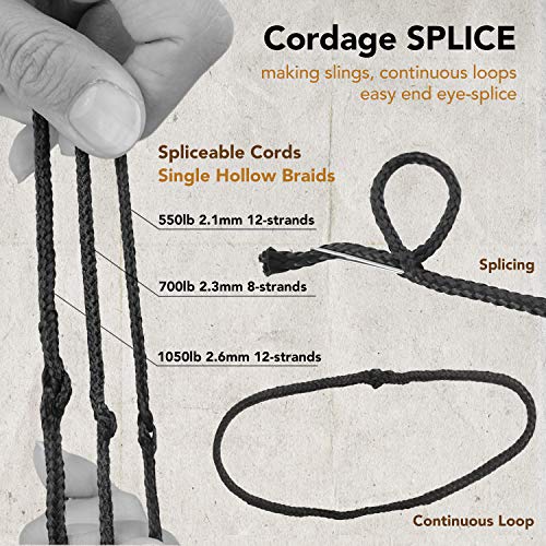 Emma Kites Black Kevlar Braided Cord 50ft 100lb High Strength Flame Resistant