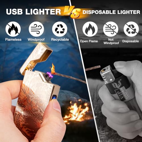 Rechargeable Plasma Dragon Lighter - Gold Variation - Wind & Splash Proof USB Electric Lighter