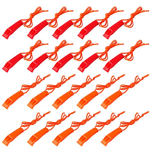 Emergency Safety Whistle Set with Lanyard - Red & Orange, Medium - 40 Pcs