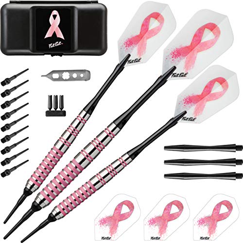 Soft Tip Darts Set with Case - 16g Pink Support Breast Cancer Awareness