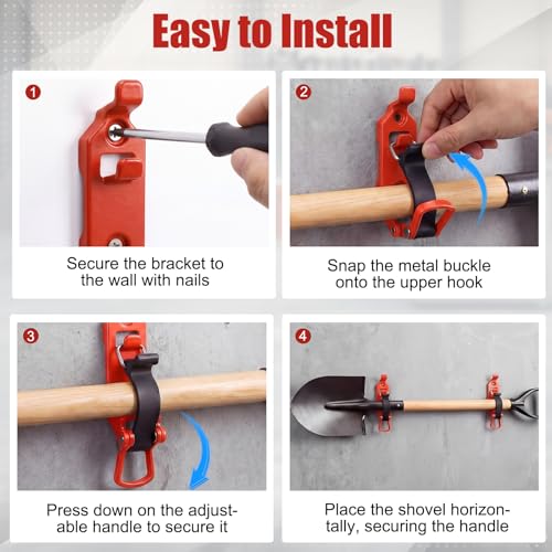 Flutesan 12 Pcs Roof Rack Shovel Mounts - Heavy Duty Metal & Rubber, Orange