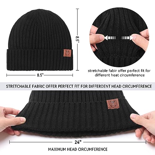 OZERO Knit Beanie Winter Hat, Thermal Thick Polar Fleece Snow Skull Cap for Men and Women