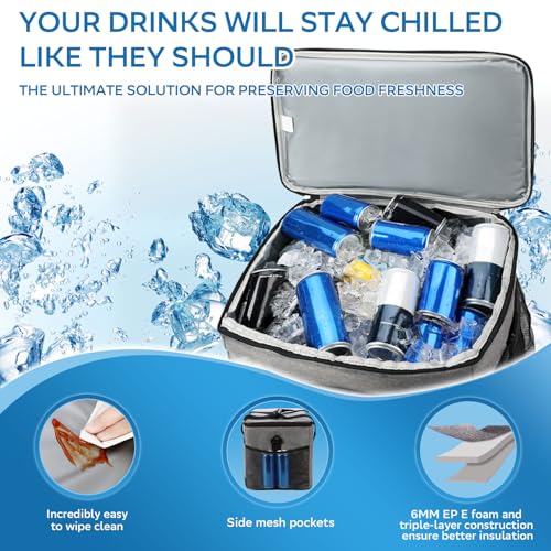 Grey Portable Soft Cooler Bag - 60 Can Insulated Camping Cooler