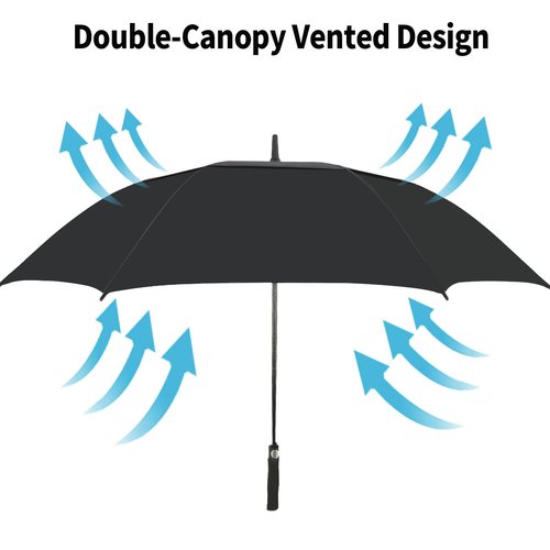 ZDSSM Automatic Open Extra Large Golf Umbrella Windproof Heavy Duty Large Umbrellas for Rain, Oversize Double Canopy Vented Stick Umbrellas for Golf and Outdoor Sports(Black 62 Inch)