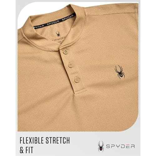 Spyder Mens Henley Shirt - Lightweight Quick Dry Moisture Wicking Long Sleeve Athletic Performance Shirts for Men