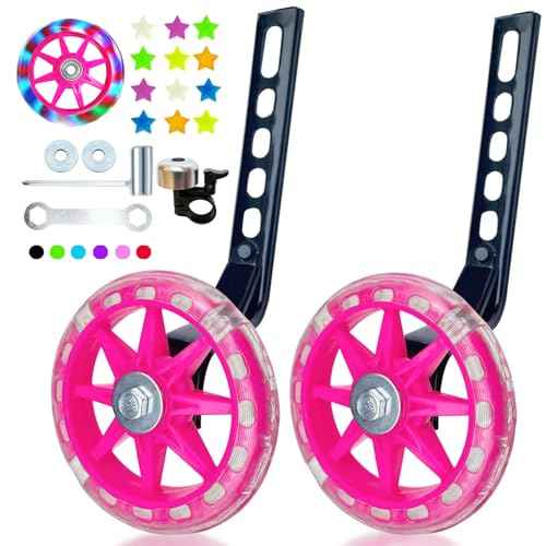 DDJKCZ Training Wheels for Kids Bicycle,Flash Mute Big Wheel Compatible for 12 14 16 18 20 inch Single Speed Bike