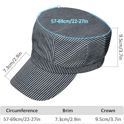 Blue and White Railroad Engineer Hat Train Conductor Adult Hat