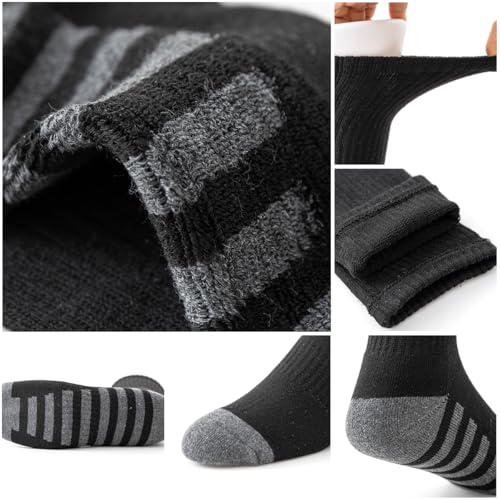 JOYNÉE Men's Crew Work Cushion Socks - Long Athletic Breathable Socks Black Large