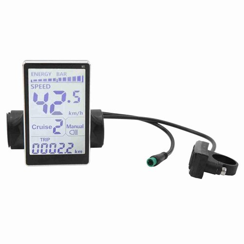 Snnozy Electric Bike LCD Meter 5 Pin 24V 36V 48V 60V Universal E Scooter M5 LCD Panel Screen for 31.8 22.2mm Electric Bikes