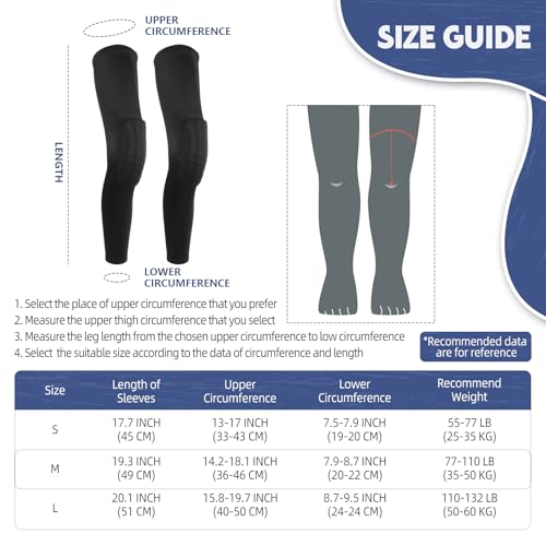 Kids Medium Knee Pads for Sports & Active Play, Padded Leg Sleeves - Black