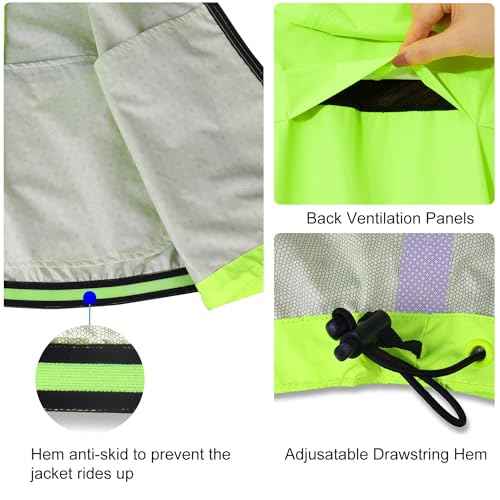 baleaf Men's Rain Jacket Waterproof Windbreaker Raincoat Running Cycling Hiking Gear Hood Lightweight Reflective Packable