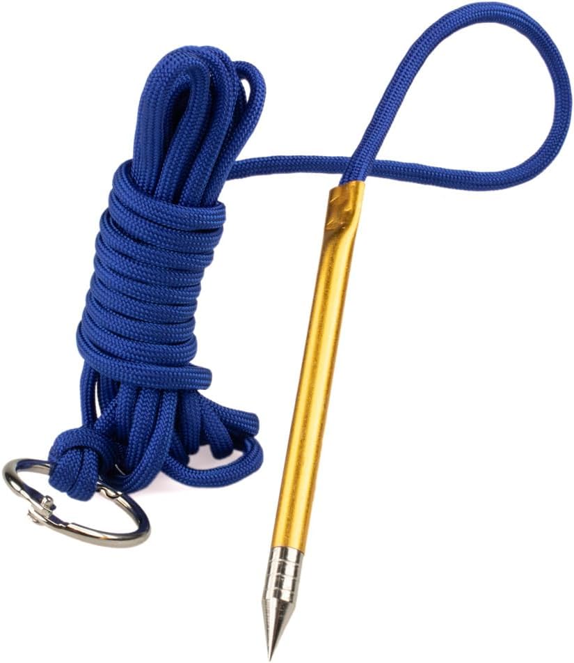 10 Foot 550lb Paracord Fishing Stringer Fish Holder with Metal Threading Needle and 1 Inch Split Ring