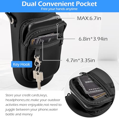 32 OZ Water Bottle Holder with Strap Black - Large Capacity & Adjustable