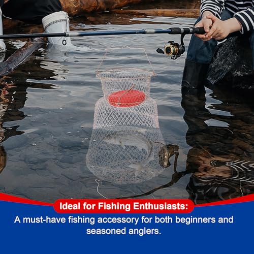 Floatable Galvanized Steel Fish Basket with Spring-Loaded Trap Doors