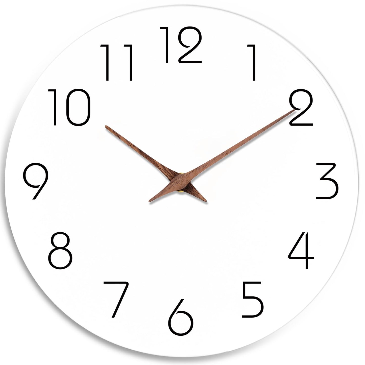 Mosewa Wall Clock Battery Operated 8 Inch White Silent Non Ticking Simple Minimalist Wooden Decorative for Kitchen Bathroom Bedroom Living Room Office