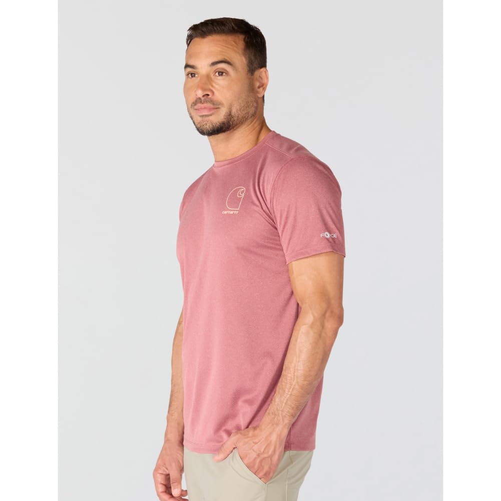 Carhartt Men's Force Sun Defender Lightweight Short-Sleeve Logo Graphic T-Shirt, Amber Terrain Heather, Large