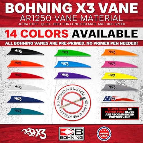 Bohning X3 Vane 3.5-Inch Arrow Fletching - White / 36 Pack
