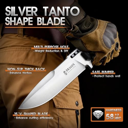 Outdoor Survival Fixed Blade Knife - White Handle, Ultra Sharp Blade, Adjustable Sheath