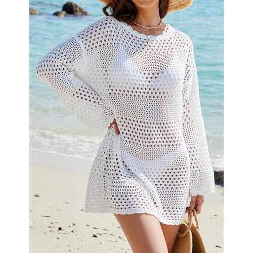 Buauty Womens Swimsuit Coverup Crochet Swim Cover Ups Bikini Bathing Suits Swimwear 2025 Summer Beach Dress Vacation Outfits