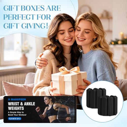 Black Wrist and Ankle Weights Set of 2 (1 lb Each) for Fitness and Exercise