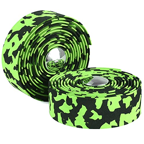 KINGOU Black & Green Camouflage EVA Road Bike Handlebar Tape - 2PCS