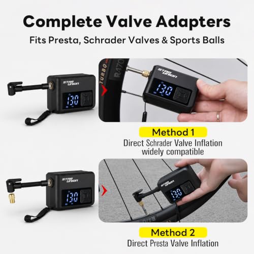 Mini Electric Bike Pump with Digital Pressure Gauge, 130 PSI, USB-C Rechargeable