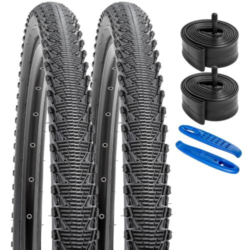 26x2.10 Bike Tire and Tube Set - Folding Gravel Tire 2 pcs with Tire Levers