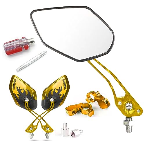 Yellow Bicycle Mirrors for Handlebar 2 Pack - Wide View, Adjustable Bike Safety Accessories