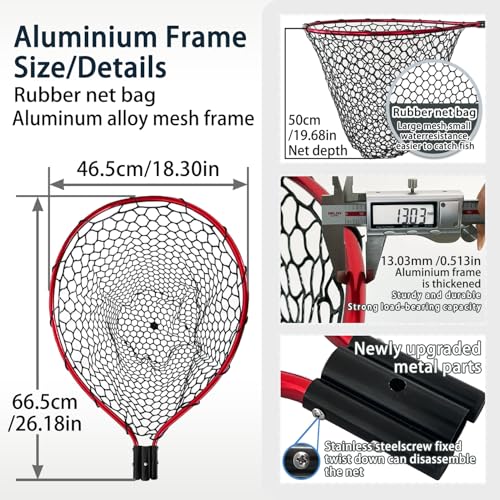 All Metal Telescoping Fishing Net with Handle - Red Plus Variation