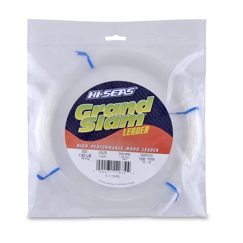 Hi-Seas Grand Slam Monofilament Leader, 130 Pound Test, Clear, 100-Yard Coil