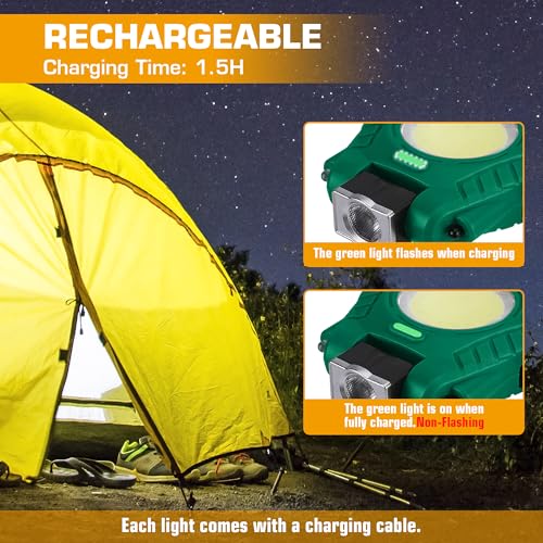 EverBrite 2 Pack COB Keychain Flashlights with Magnetic Base Waterproof Green