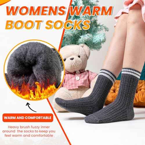 Velice Winter Warm Thermal Socks for Women Extra Thick Insulated Heated Crew Boot Socks for Cold Weather 5 Pairs