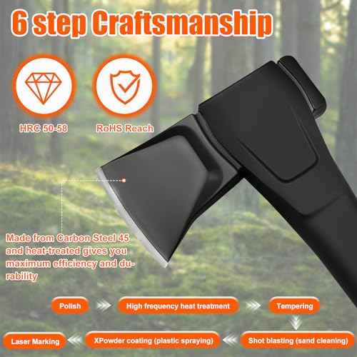 X14 Hatchet Axe, 14¡± Camping Axe for Wood Splitting & Kindling with Nylon Hollow Handle, Anti-Slip Shock Absorption Grip for Outdoor Survival, Firewood, Hiking & Yard Tools