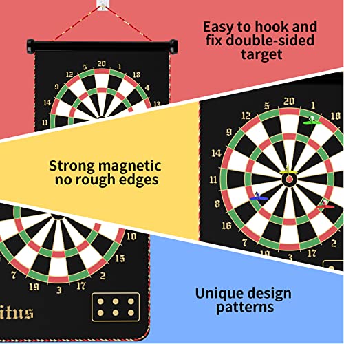 Magnetic Dart Board Indoor Outdoor Kids Game with 12 Safety Darts - Gift for Boys 8-16