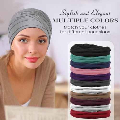 2 Pieces Chemo Headwear for Women, Soft Cancer Headwear Elastic Cancer Hat for Hair Loss